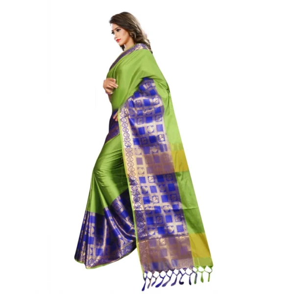 Women's Jacquard Woven Saree With Unstitched Blouse 5.5Mtr (Green)