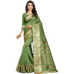 Women's Jacquard Woven Saree With Unstitched Blouse 5.5Mtr (Green)