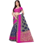 Women's Jacquard Woven Saree With Unstitched Blouse 5.5Mtr (Blue)