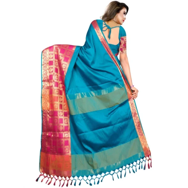 Women's Jacquard Woven Saree With Unstitched Blouse 5.5Mtr (Multicolor)