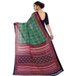 Women's Georgette Floral Print Saree With Unstitched Blouse 5.5Mtr (Green)