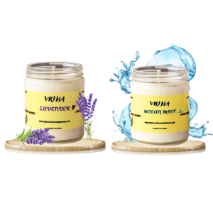 Vriha Scented Candles Combo Pack Of 2 ( Lavender, Ocean-Mist )