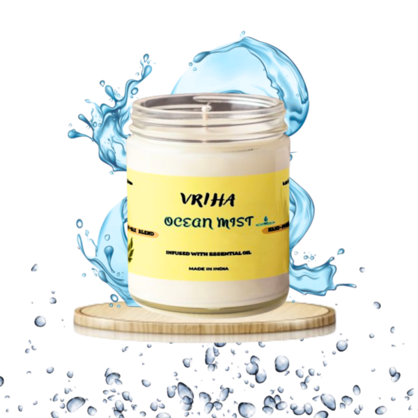 Vriha Ocean Mist Scented Candle | Fresh Fragrance Candle For Spa, Home Decor