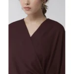 Women's Polyester Solid Cape Sleeve Top (Maroon)