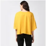 Women's Polyester Solid Cape Sleeve Top (Yellow)