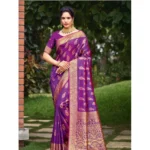 Women's Silk Woven Design Saree With Unstitched Blouse 5.5Mtr (Magenta)