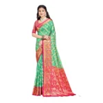 Women's Silk Woven Design Saree With Unstitched Blouse 5.5Mtr (Green)