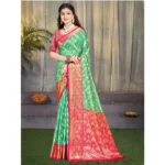 Women's Silk Woven Design Saree With Unstitched Blouse 5.5Mtr (Green)