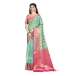 Women's Silk Woven Design Saree With Unstitched Blouse 5.5Mtr (Green)