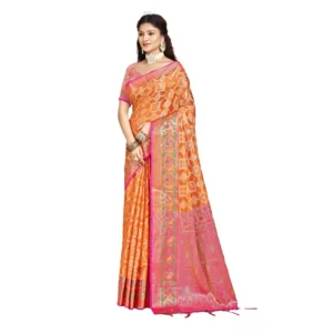 Women's Silk Woven Design Saree With Unstitched Blouse 5.5Mtr (Multicolor)