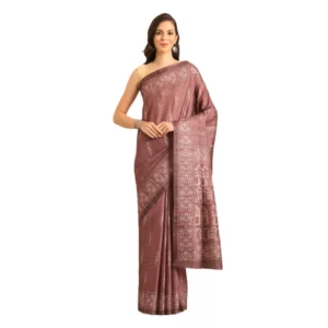 Women's Cotton Printed Saree With Unstitched Blouse 5.5Mtr (OnionPink)