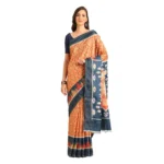 Women's Cotton Printed Saree With Unstitched Blouse 5.5Mtr (Mustard)