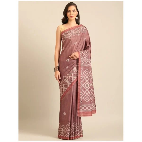 Women's Cotton Printed Saree With Unstitched Blouse 5.5Mtr (OnionPink)