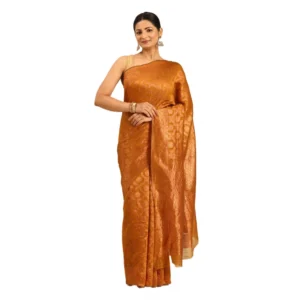 Women's Cotton Woven Design Saree With Unstitched Blouse 5.5Mtr (Mustard)