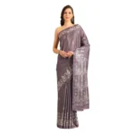 Women's Cotton Printed Saree With Unstitched Blouse 5.5Mtr (Purple)