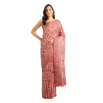 Women's Cotton Printed Saree With Unstitched Blouse 5.5Mtr (Pink)