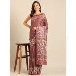 Women's Cotton Printed Saree With Unstitched Blouse 5.5Mtr (OnionPink)