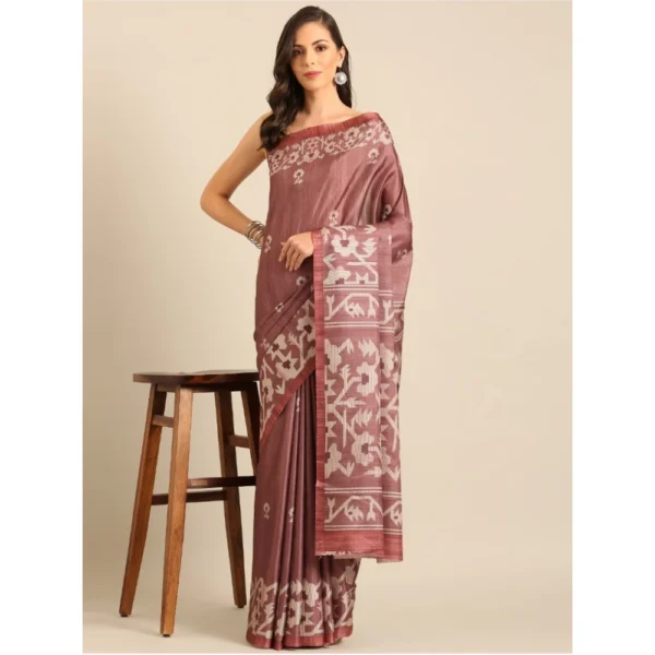 Women's Cotton Printed Saree With Unstitched Blouse 5.5Mtr (OnionPink)