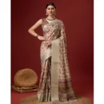 Women's Cotton Printed Saree With Unstitched Blouse 5.5Mtr (Grey)