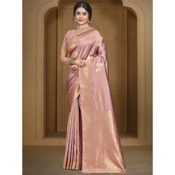 Women's Silk Woven Design Saree With Unstitched Blouse 5.5Mtr (Fuchsia)