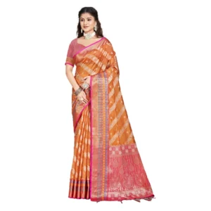 Women's Silk Woven Design Saree With Unstitched Blouse 5.5Mtr (Mustard)