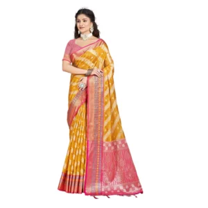 Women's Silk Woven Design Saree With Unstitched Blouse 5.5Mtr (Mustard)