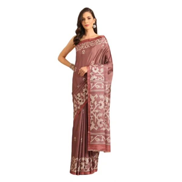 Women's Cotton Printed Saree With Unstitched Blouse 5.5Mtr (OnionPink)