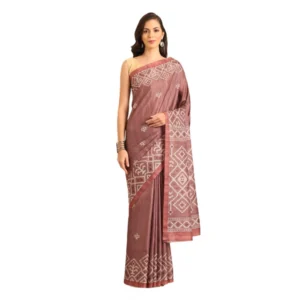 Women's Cotton Printed Saree With Unstitched Blouse 5.5Mtr (OnionPink)