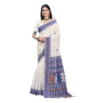 Women's Cotton Printed Saree With Unstitched Blouse 5.5Mtr (Cream)