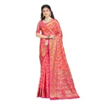 Women's Silk Woven Design Saree With Unstitched Blouse 5.5Mtr (Pink)