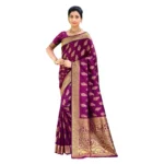 Women's Silk Woven Design Saree With Unstitched Blouse 5.5Mtr (Wine)