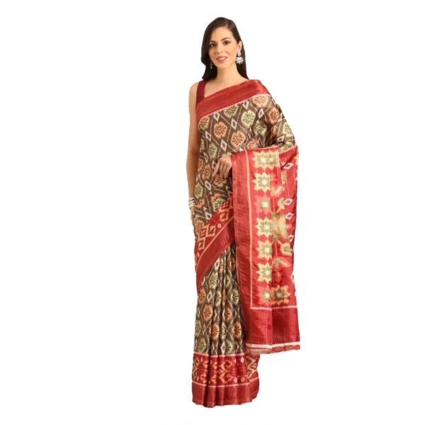 Women's Cotton Printed Saree With Unstitched Blouse 5.5Mtr (Multicolor)