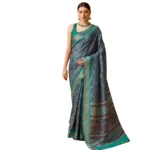 Women's Cotton Printed Saree With Unstitched Blouse 5.5Mtr (Green)