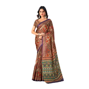 Women's Polyester Printed Saree With Unstitched Blouse 5.5Mtr (Multicolor)