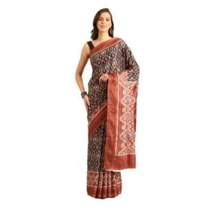 Women's Cotton Printed Saree With Unstitched Blouse 5.5Mtr (Multicolor)