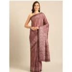 Women's Cotton Printed Saree With Unstitched Blouse 5.5Mtr (OnionPink)