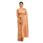 Women's Cotton Woven Design Saree With Unstitched Blouse 5.5Mtr (Beige)