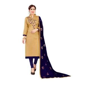 Women's Glaze Cotton Unstitched Salwar-Suit Material With Dupatta (Beige, 2 Mtr)