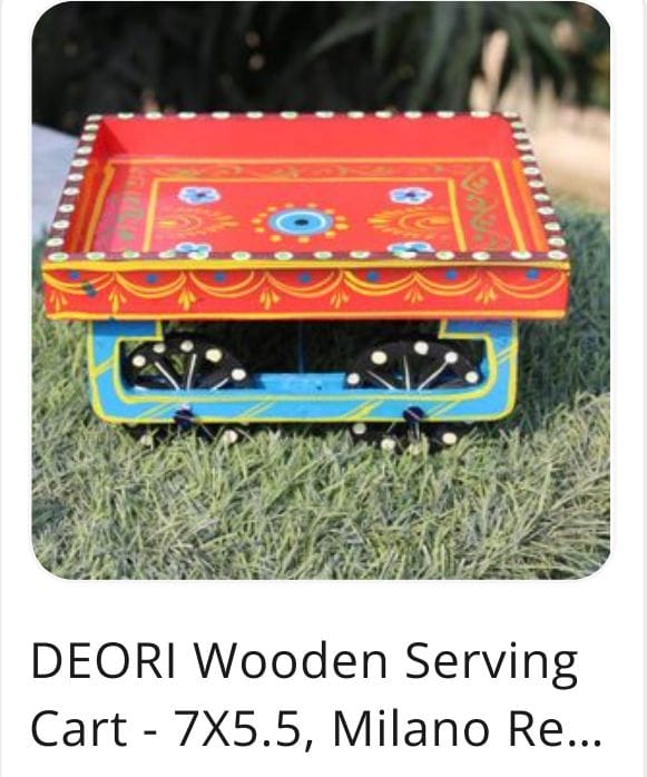 DEORI WOODEN SERVING CART