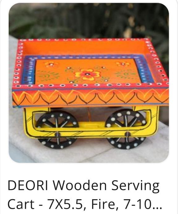 DEORI WOODEN SERVING CART