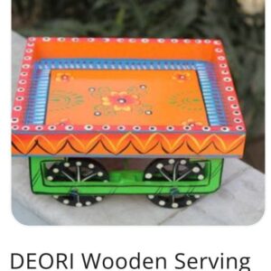 DEORI WOODEN SERVING CART