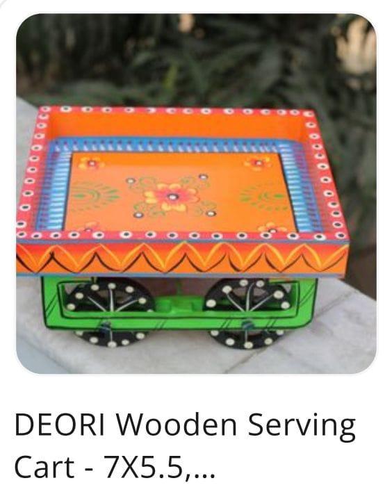 DEORI WOODEN SERVING CART